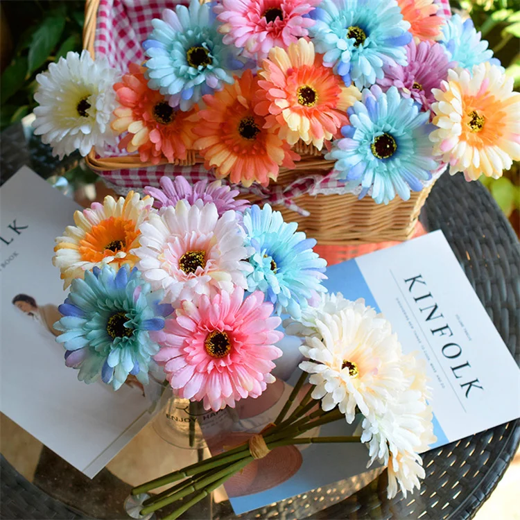 Artificial Daisy Artificial Flowers Gerbera Daisy Fake Gerbera Daisies Fake Flowers Bouquet for Wedding Bridal Bouquet Party