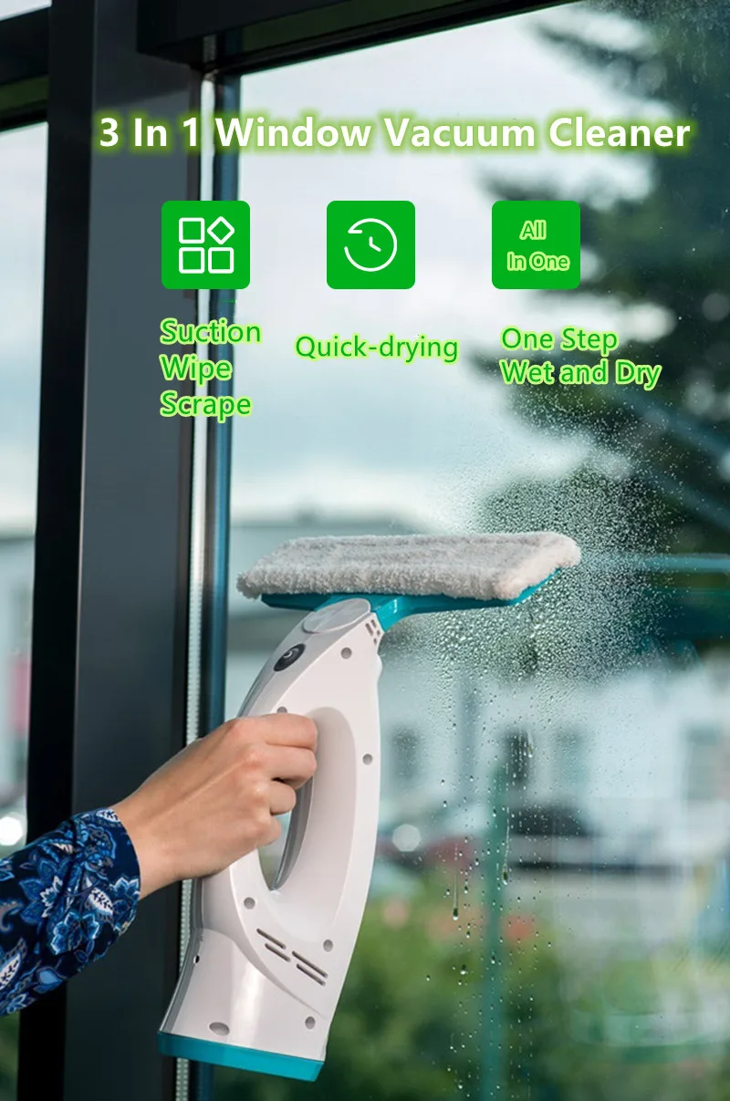 Amazon Portable all in one multi-function wet dry 3 in 1 cordless electric window vacuum water cleaner for car household glass