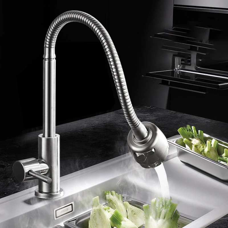 Good Price OEM Stainless Steel Pull Out Sink Tap Single Hole Single Handle Cold Water Kitchen Faucets