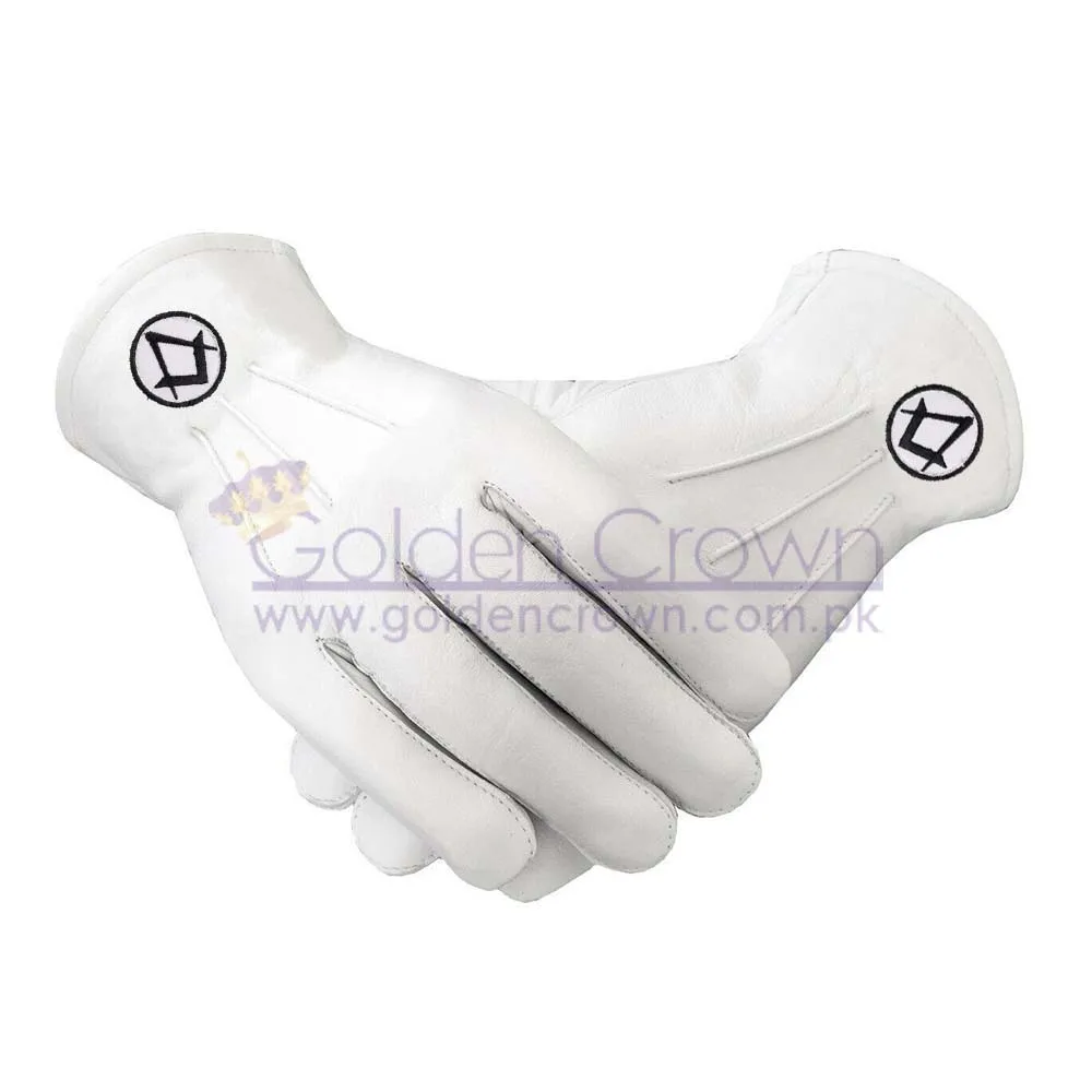 High Quality Wholesale Freemasons masonic Kid Leather Gloves in Black S + C | Ceremonial Parade