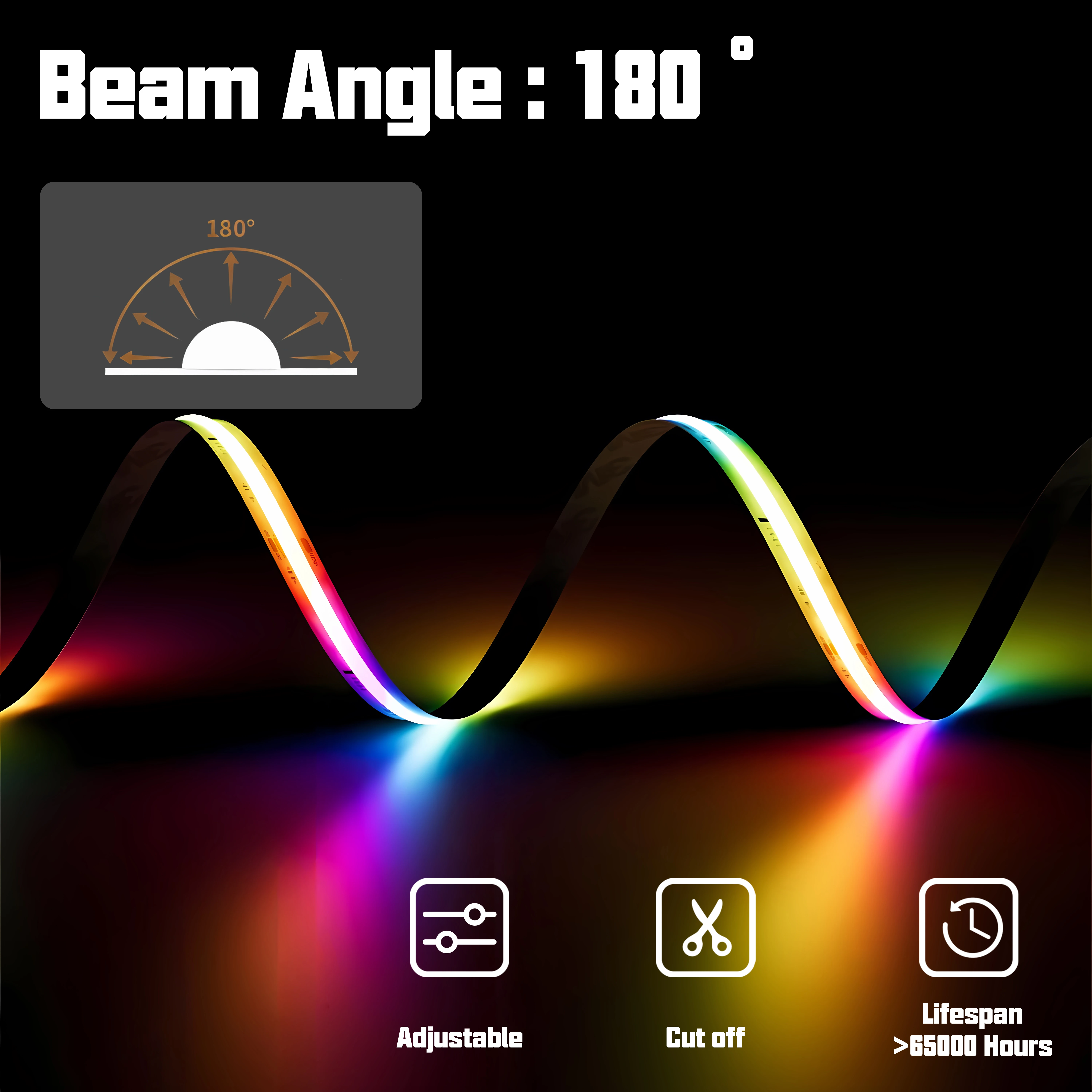 High Quality IP20 Rgbw Rgb Cob Led Strip Light 12V 24V Pixel Flexible Emitting Addressable Cob Rgbic Led Strip