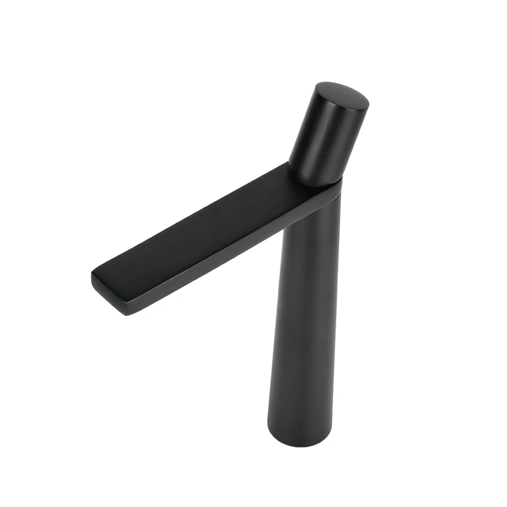 SANIPRO Round Black Tall Wash Basin Faucet Mixer Tap
