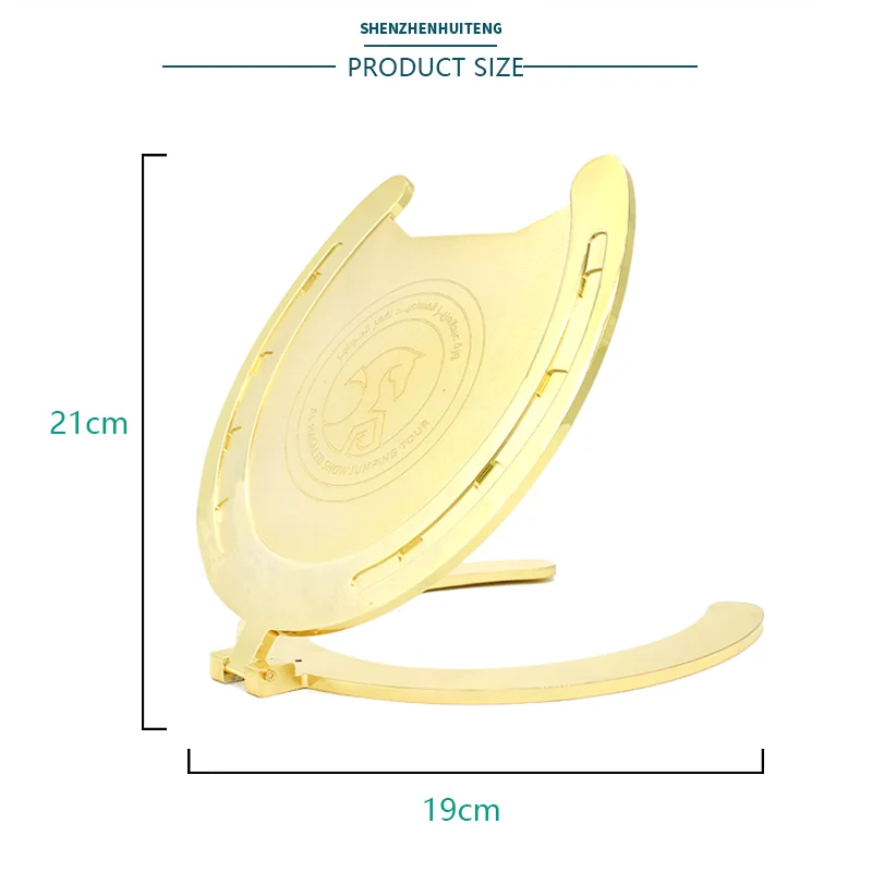 China factory customized laser engraving logo text bright gold customized metal creative horseshoe trophy