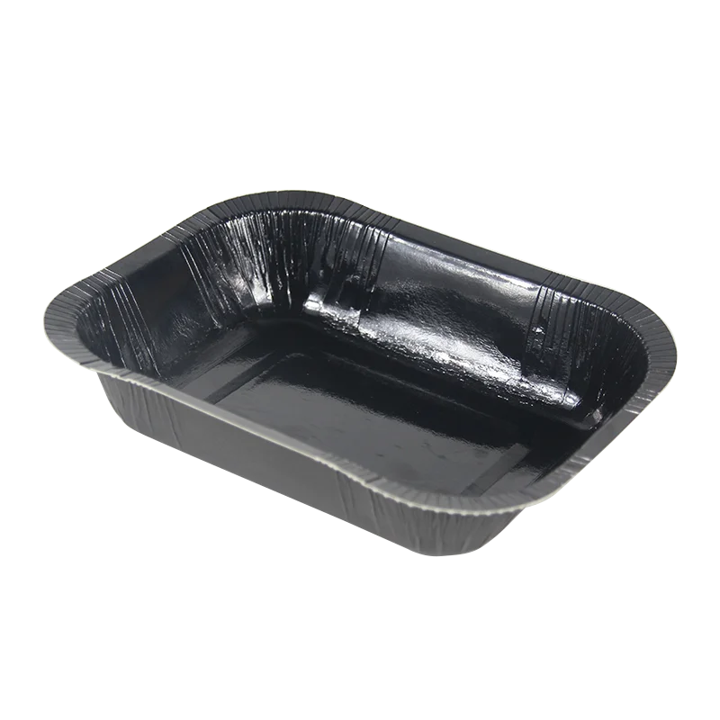 Black paper food tray for semi-finished food