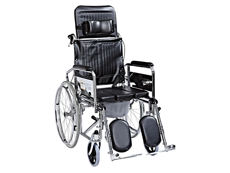 Basic Lightweight Steel Manual Wheelchair Toilet Standard Folding Design Disabled Individuals Made Rehabilitation Equipment