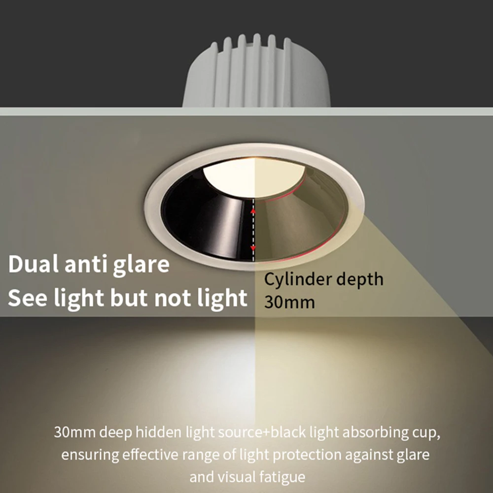 CRI 0.9 Anti-glare LED 12W Spot Light Recessed Ceiling Lamp Down light