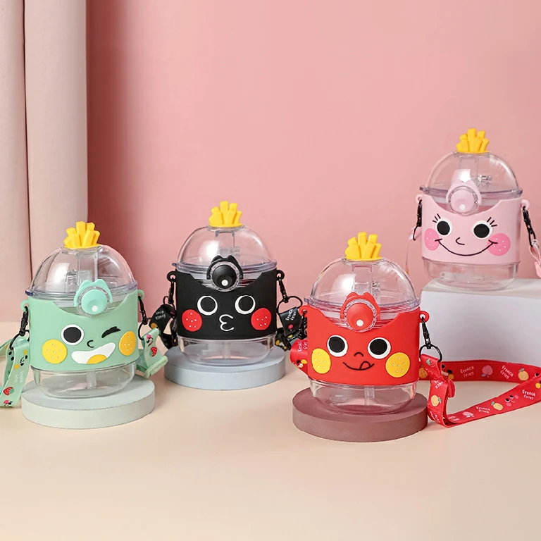 Cute French Fries Image Straw Cup Creative Plastic Cup Student Children Water Cup