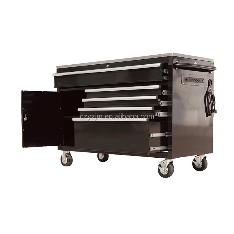 48 In. Rolling Tool box cabinet OEM Tool Chest Cabinet with hardwood bench top and pegboard