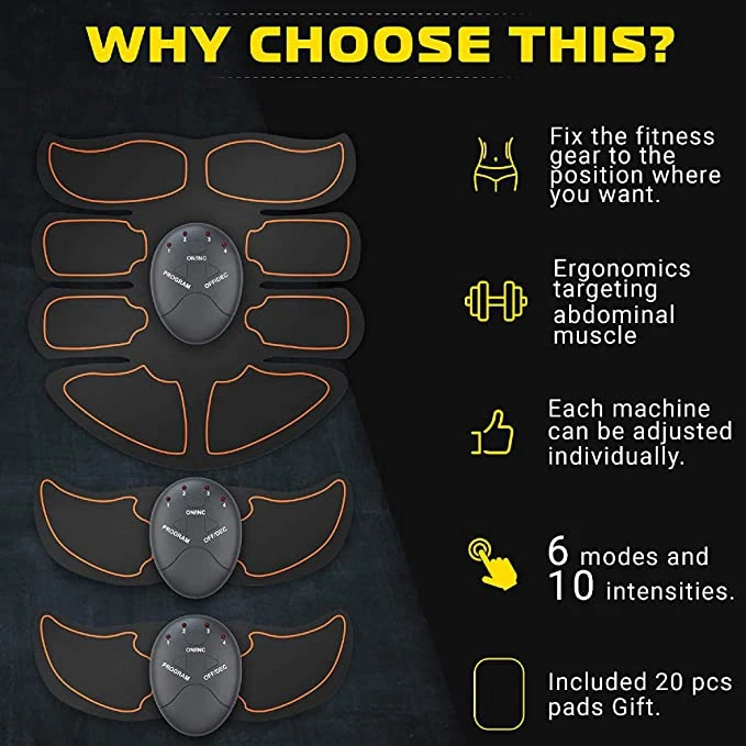 Professional abs toning belt pads Battery powered 10 intensities Strong Vibration wireless muscle stimulator belt kit