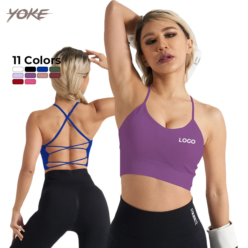 Yoke 2024 style Lady backless sport bra Gym Active Wear Custom Yoga Bra Top Fitness Sports Wear Women Sports ribbed Bra
