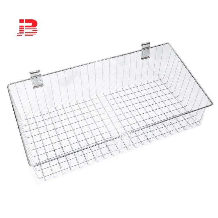  Jinbin Slatwall Metal Display Wire Mesh Storage Basket for