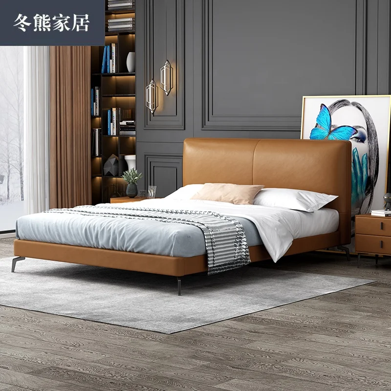 Wholesale Foshan modern platform bedroom furniture set upholstered headboard bed king queen size