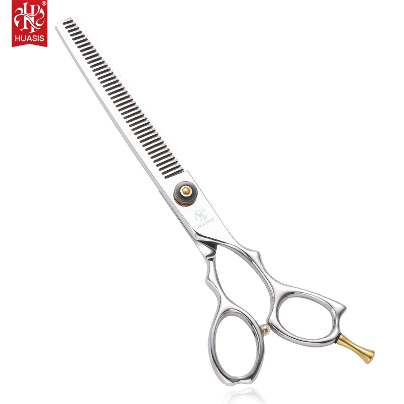 HUASIS HU12-7040T 7inch 40 Teeth Blender Texturizing Shear High Quality 440C Thinning Scissors with Removable Finer Rest