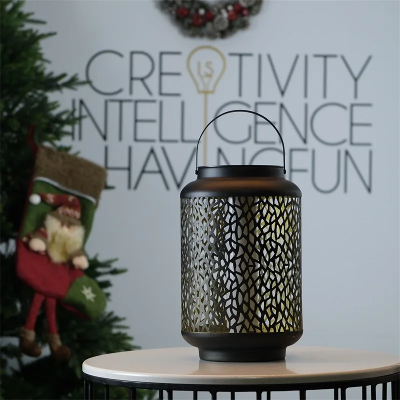 Garden night atmosphere decoration hanging lanterns Cylinder metal lantern projection iron hanging lamps