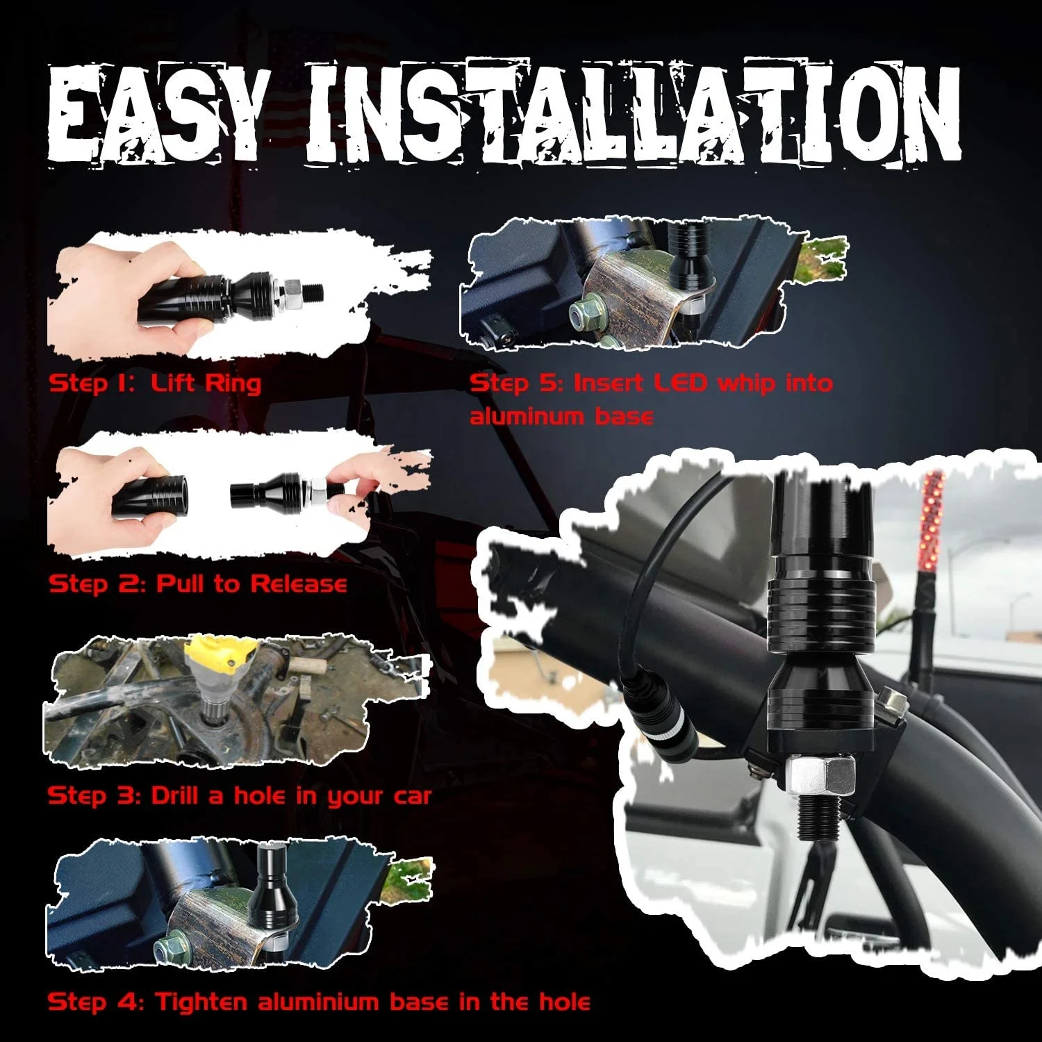 Светодиодные плетёные огни 4 фута дистанционное управление через приложение спиральный плетёный свет для внедорожников вездеходов мотовездеходов ТВ RZR светодиодная антенна танцевальный