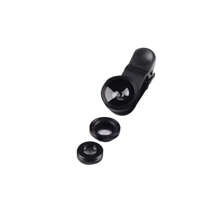 
Factory direct sale 3 in 1 mobile phone camera lens 180 degree wide angle fisheye lens OEM micro lens 