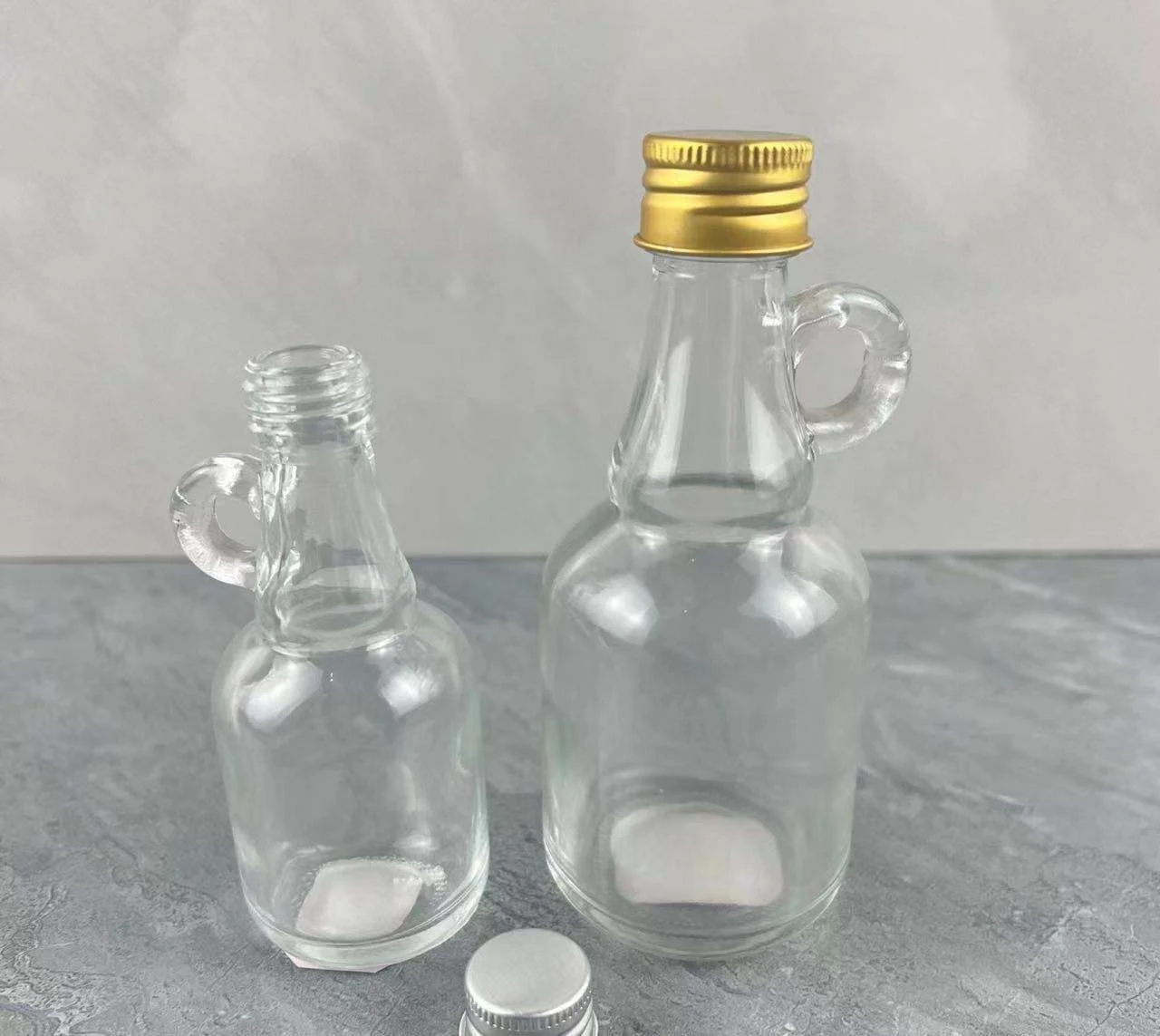 New Design Empty 50ml 100ml 1000ml Clear Beverage Glass Bottle with Cap Glass Milk Wine Juice bottle