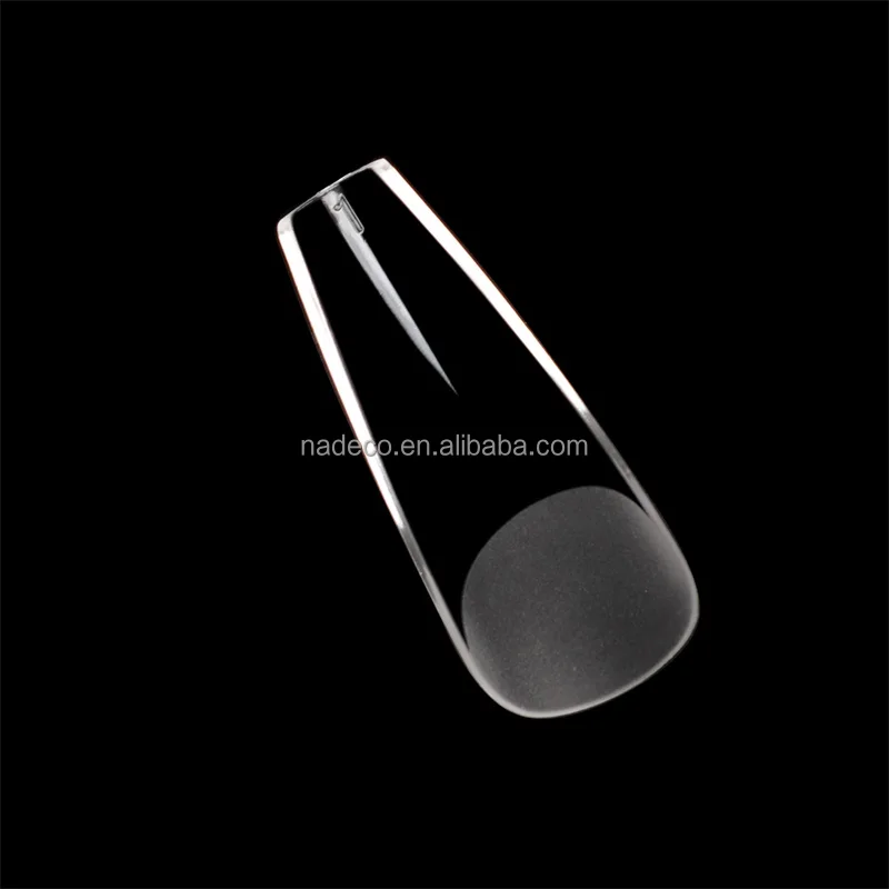 Nadeco Etch Gel Nail Tips Long Coffin Shape French Ballerina Fingernail Art Press On Style Box Package