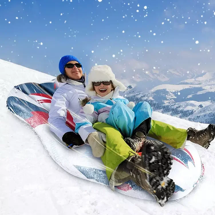 Heavy duty inflatable hard bottom snow ski tube and snow sleds