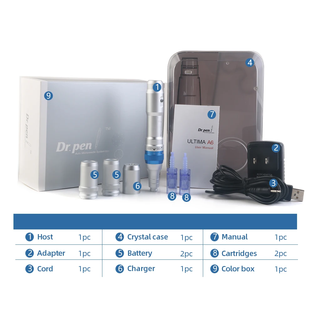 Автоматическая микро-игла Ultima Derma Pen A6 беспроводная и Проводная Dr.Pen с 2 перезаряжаемыми