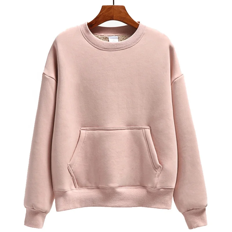 
Оптовая продажа, модный флисовый свитер с круглым вырезом и передним карманом 