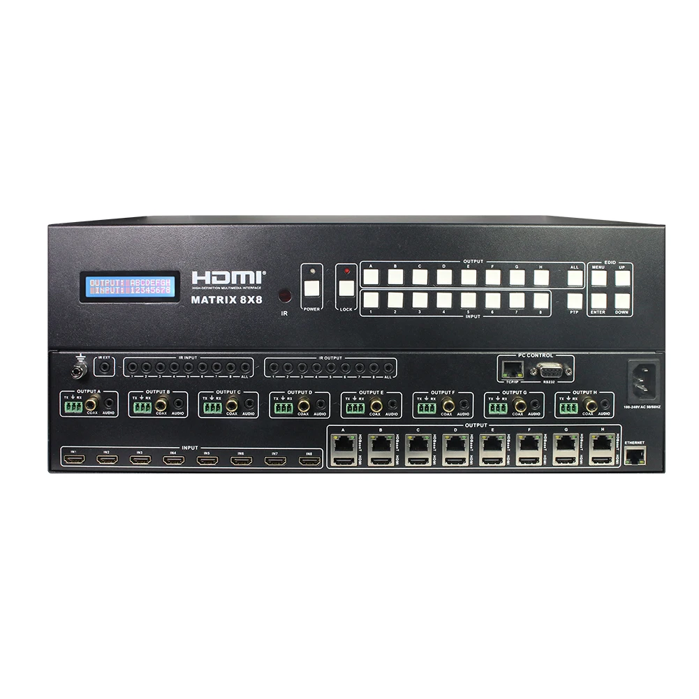HDBaset matrix 8x8 70m 8x8 HDMI Matrix Support 4K@60Hz Support POC HDCP 2.2 RS232