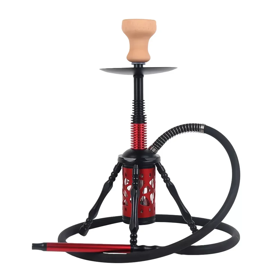 New Arrival wholesale luxury Red Black customize logo LED Shisha Hookah Metal Glass Shisha Hookah