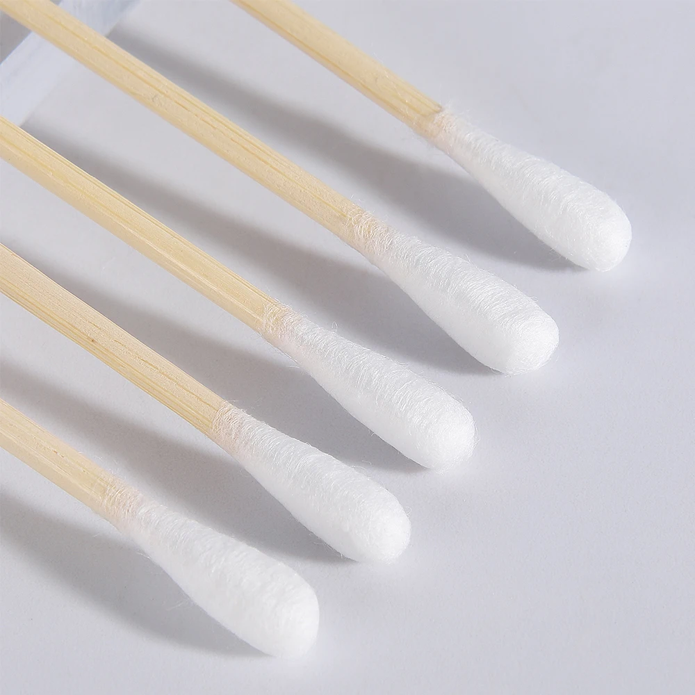 Easy take plastic free double q tips bamboo stick cotton swab medical use disposable applicator cotton buds cotton ear buds