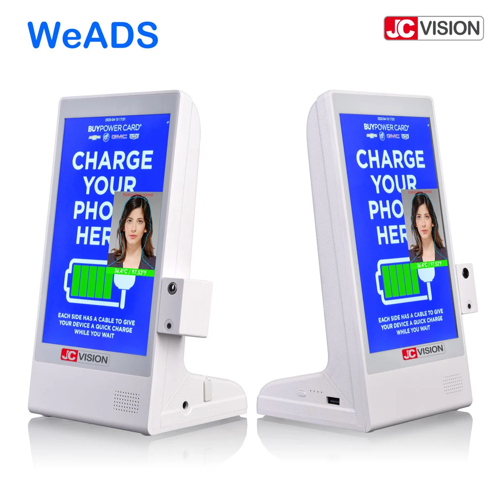 Jcvision 8 дюймов Wi-Fi дисплей рекламы с измерением температуры меню Powerbank для ресторана
