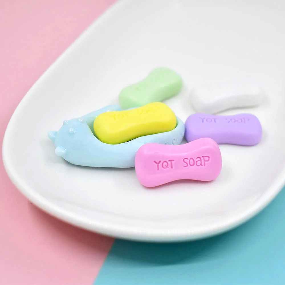Kawaii Miniature Soap And Soap Box Resin Charms For DIY Cream Glue Phone Case Accessories Dollhouse Mini toys Crocs Decoration