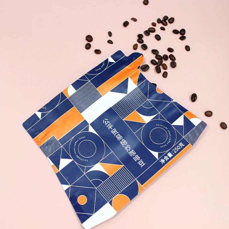 High Quality Printed 250g 500g Custom Eight Side Seal Coffee Pouch Coffee Packaging Bags Coffee Bags With Valve And Zipper