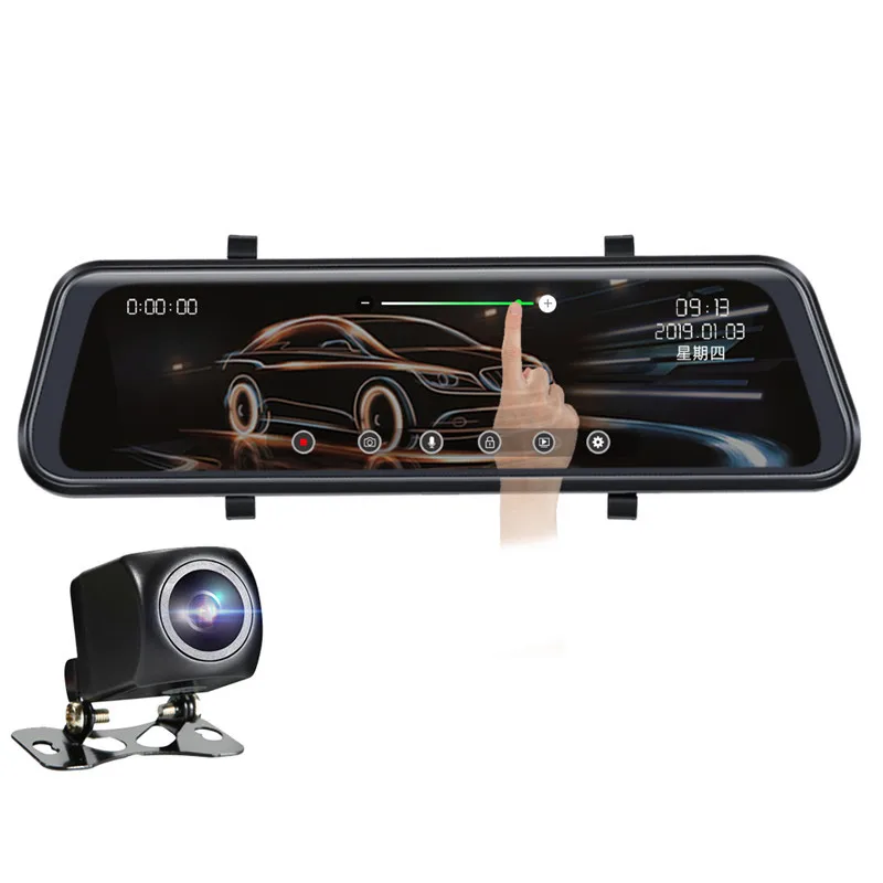2.5K Touch Screen 10 inch Night Vision Dual-lens Car Black Box Mirror Dash Cam Car Video DVR Driving Recorder
