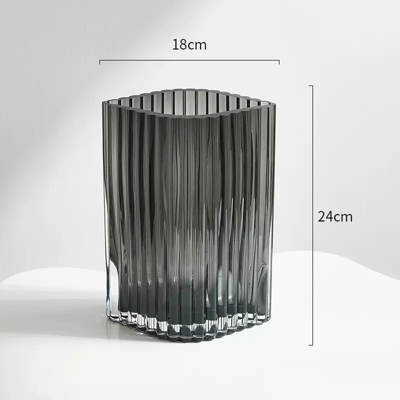 Nordic  striped  flower arrangement  wholesale home decor living room glass vase for flower