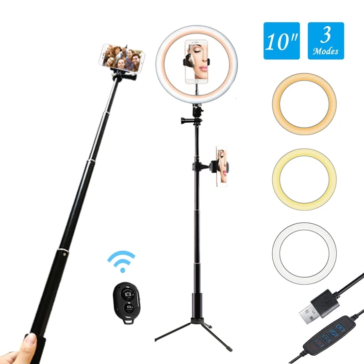 Vlog Tripod Tiktok Stand Selfie Ring Light For Phone Video Live Streaming Fill Light Bracket Vlog Makeup And Youtube
