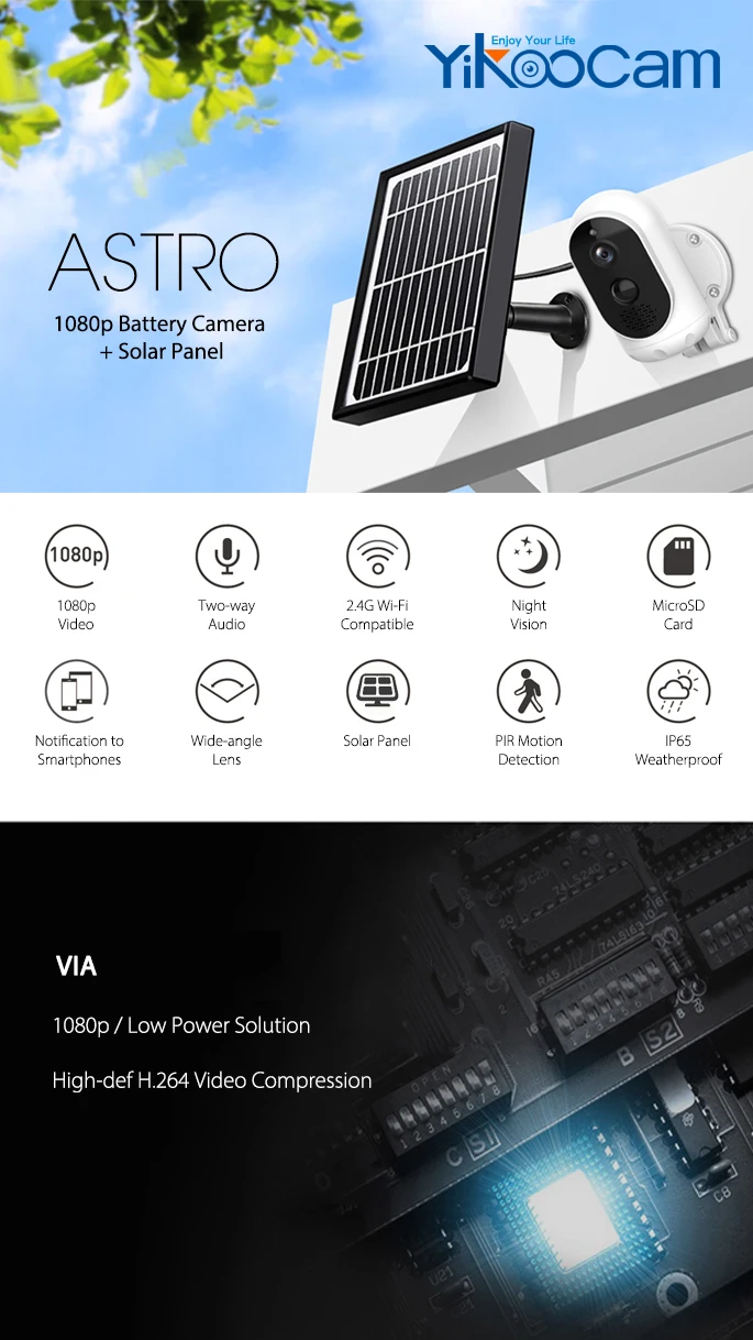 Wireless IP65 Waterproof CCTV Camera EKEN Astro full 1080P HD Wide-angle Lens IP Wifi Camera