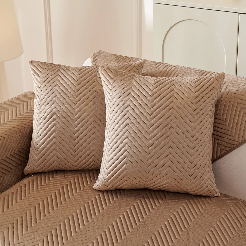 Ultrasonic Embossed Flannelette Sofa Cushion Set 3D Model With High Quality Sofa Cover For Sectional Sofa