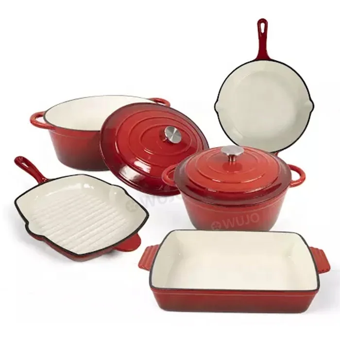 Camping Heavy Duty Cast Iron Potjies Pots Red Enamel Cast Iron Potjie Pot