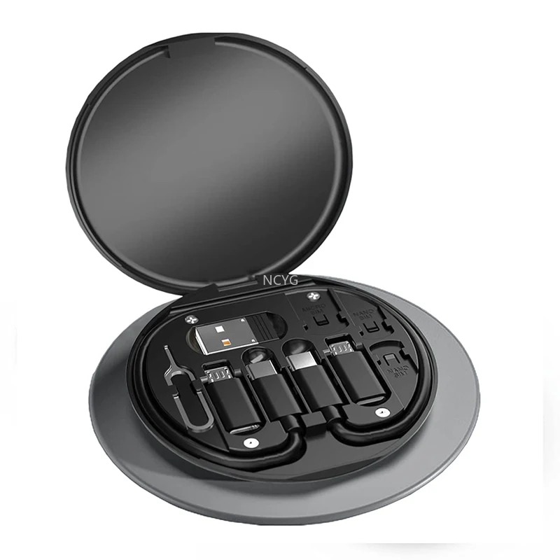 Card-shaped Compact USB Travel Charging Kit USB Charge Cable Kit Smart Adapter SIM Card Storage BoxLow MOQ custom