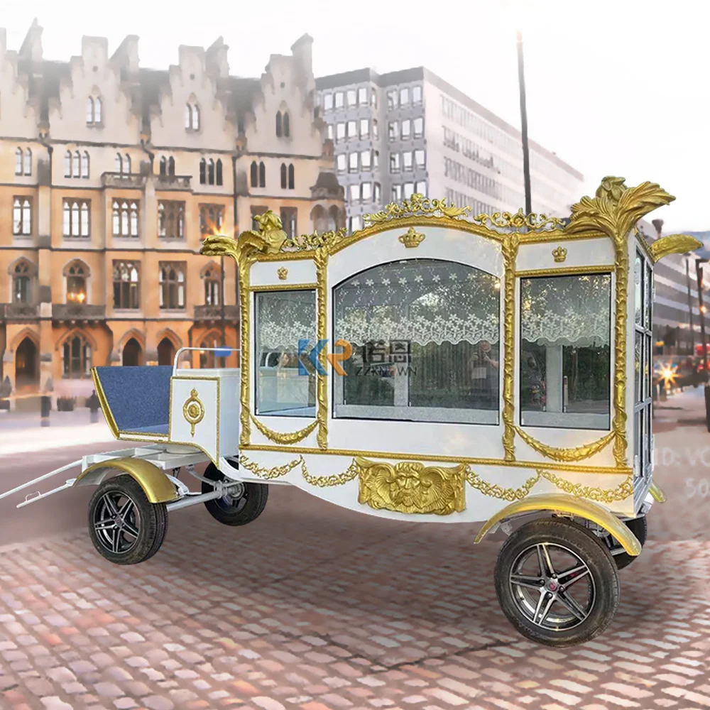 Solemn Four Wheels Funeral Royal Horse Carriage Car Drawn Funeral Carriage