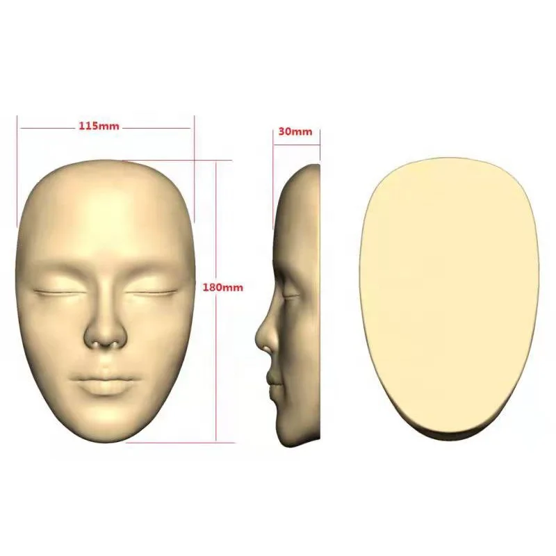 Hot Selling Permanent Makeup Tattoo Training Pad Microblading Realistic Full Face 3D Silicone Makeup Practice Face Practice Skin