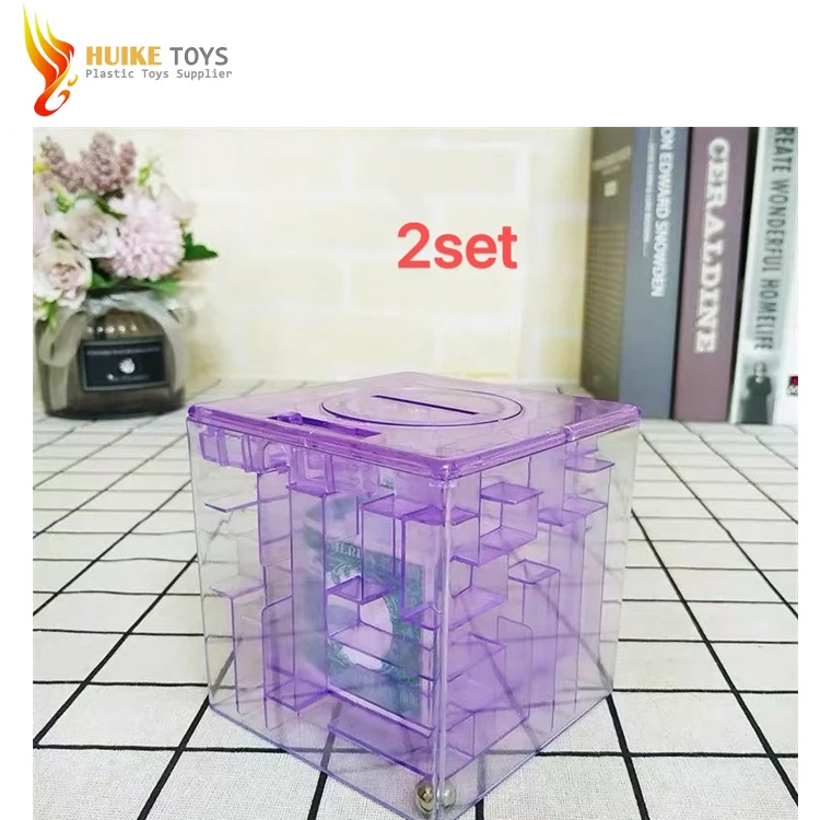 2025 new Piggy Cash Bank Puzzle Cube mold Plastic Clear Money Saving Labyrinth 3D Maze mould for sell