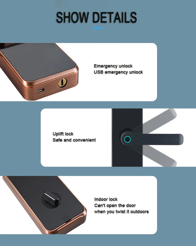 z9  door lock Tuya WIFI fingerprint password Smart lock RFID Card Factory price