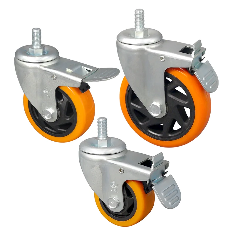 Колесо JXL с двойным подшипником, колеса из ПВХ/ПУ, 4 дюйма, с тормозными колесами