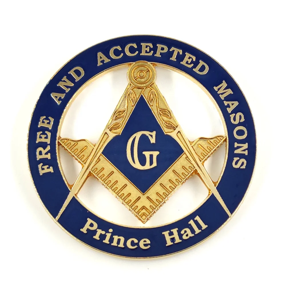 Freemasons металлический автомобильный значок Золотой и синий принц зал бесплатно принимается масонский автомобиль эмблема