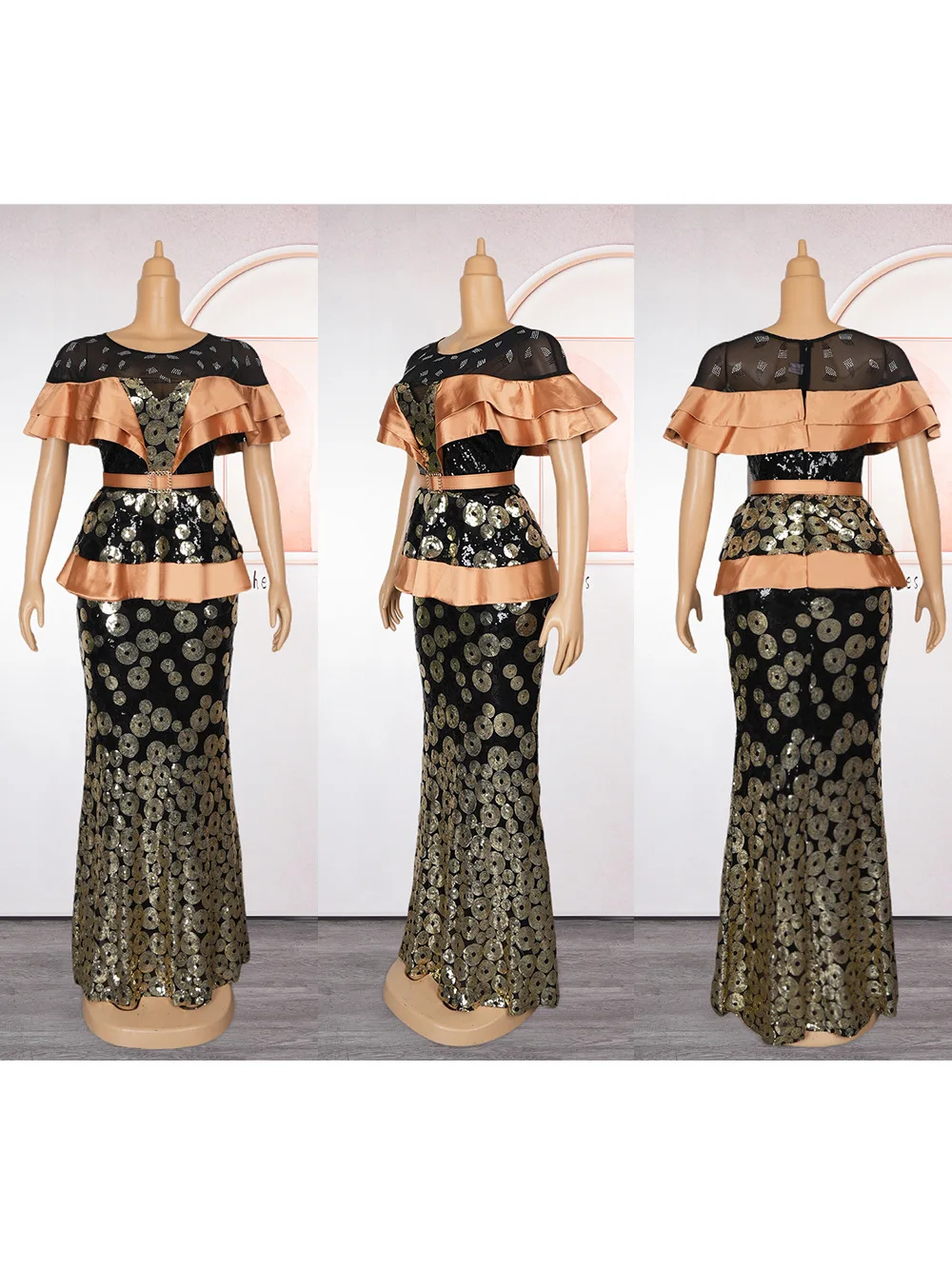 Plus Size African Evening Dresses Women Dashiki Sequin Kaftan Dubai Luxury Elegant Wedding Party Maxi Dress 2024 Africa Clothes