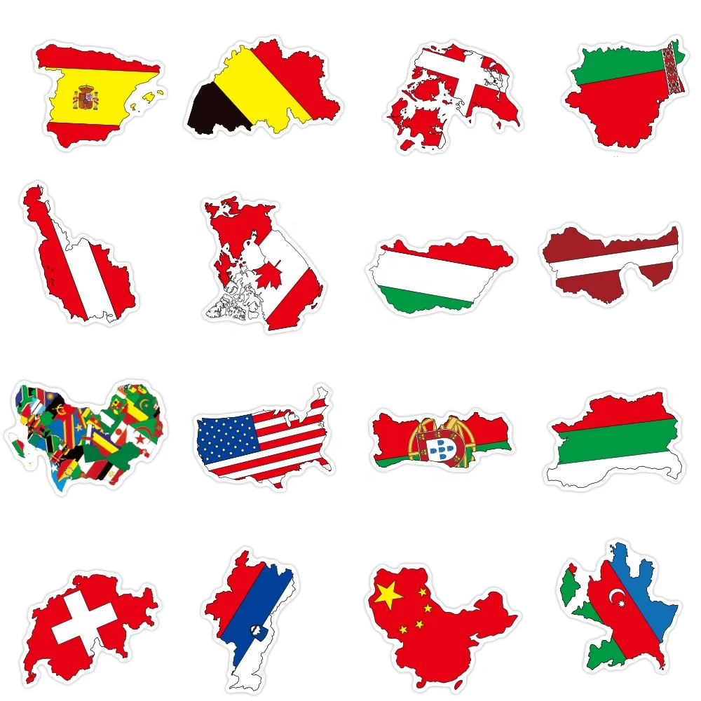 different national flag sticker custom cartoon graffiti pvc waterproof teacher sticker mobile phone laptop helmet decal stickers