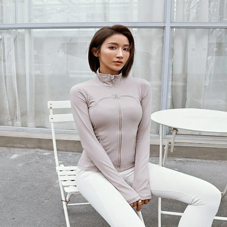 Woman Sports wear Yoga Zipper Quick Dry Running Jackets Long Sleeve Outdoor Fitness Gym Training Coat Lady Yoga Running Jacket