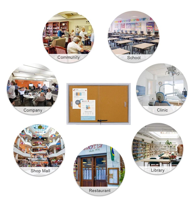 KBW Indoor Silent and durable double acting door design glass bulletin board With slide rail with aluminium frame