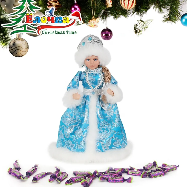 SOTE Satin Fabric Little Girl Snow Maiden Gift Bag Home Decor Blue Russian Snegurochka Candy Bag For Kids Doll