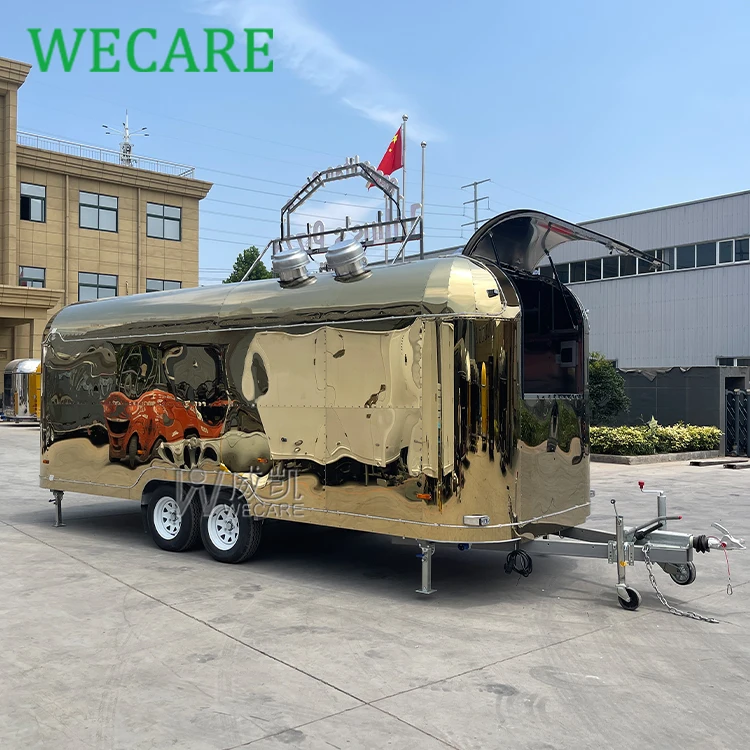 Wecare Airstream Foodtruck Mobile Kitchen Hot Dog Pizza Fast Food Catering Trailer Fully Equipped Food Truck Hotdog Cart